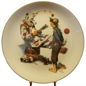Vtg Clown Boy Dog Plate The Idol Norman Rockwell